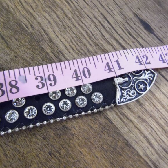 West Star Texas Black Genuine Leather Concho Belt Size Medium New - Picture 11 of 11